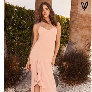 Luxurious Love Blush Lace-up Maxi Dress